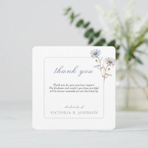 Floral Watercolor Daisy Funeral Memorial Thank You Card