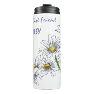 Floral Watercolor Daisy World's Best Friend  Thermal Tumbler