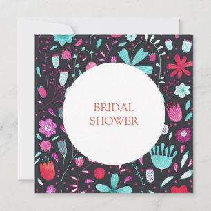 Floral Watercolor Dark Bridal Shower Invitation