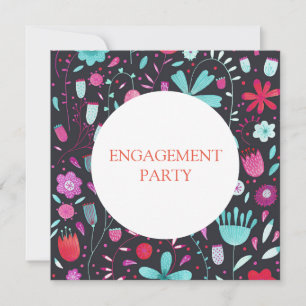 Floral Watercolor Dark Engagement Party Invitation