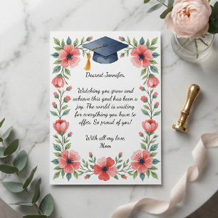 Floral Watercolor Daughter Graduation Poem Card