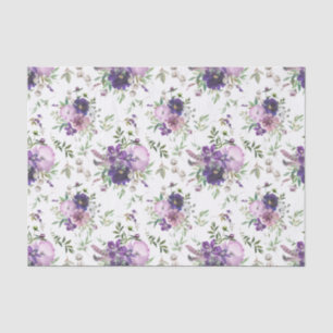 Floral Watercolor Decoupage Purple Tissue Paper