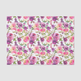 Floral Watercolor Decoupage Purple Tissue Paper