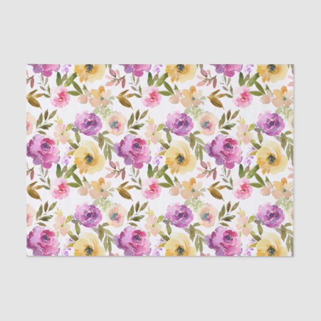 Floral Watercolor Decoupage Spring Tissue Paper (Front)