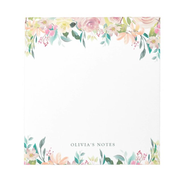 Floral Watercolor Drop Notepad (Front)