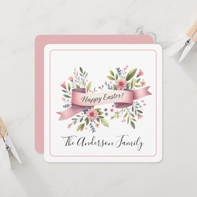 Floral Watercolor Easter  Card (Front/Back In Situ)