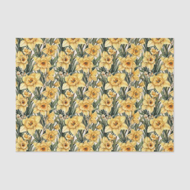 Floral Watercolor Easter Daffodil Exclusive Tissue Paper (Front)
