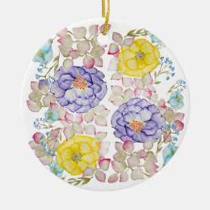 Floral watercolor elegant pattern ceramic tree decoration