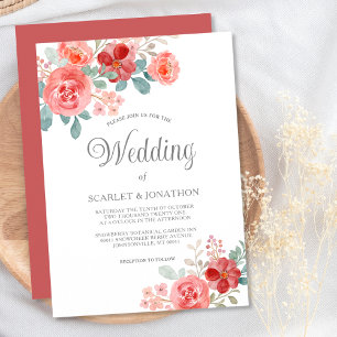 Floral Watercolor Eucalyptus Fall Wedding Invitation
