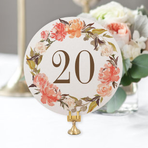 Floral Watercolor Fall Wedding Table Number