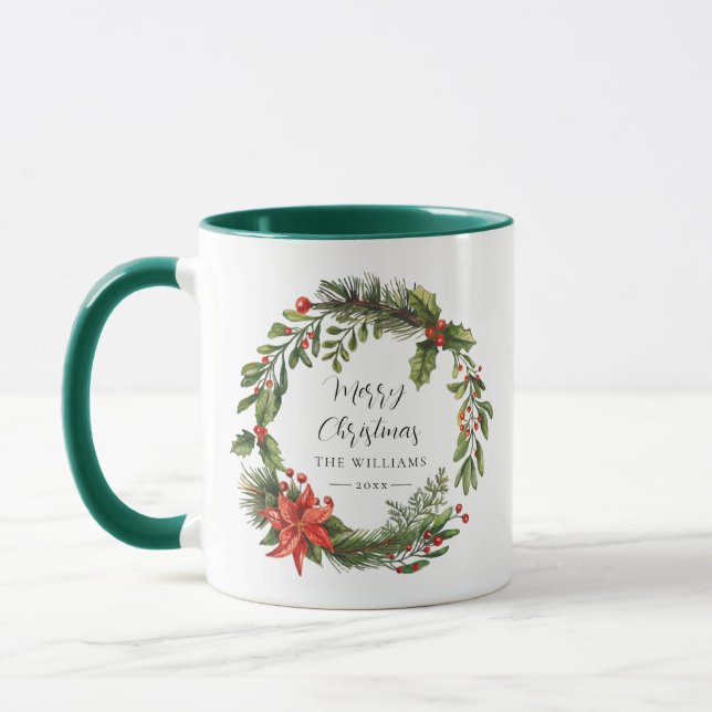 Floral Watercolor Family Christmas Keepsake Mug (Left)