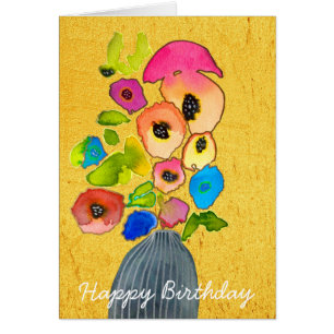 Floral watercolor flowers in vase
