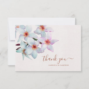 Floral Watercolor Frangipani Terracotta Wedding Thank You Card