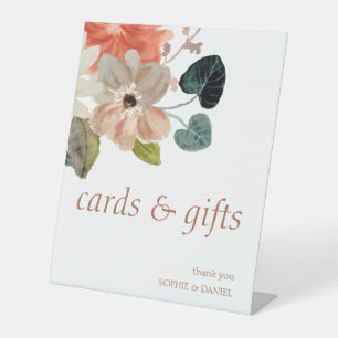 Floral Watercolor Gifts and Cards Wedding  Pedestal Sign