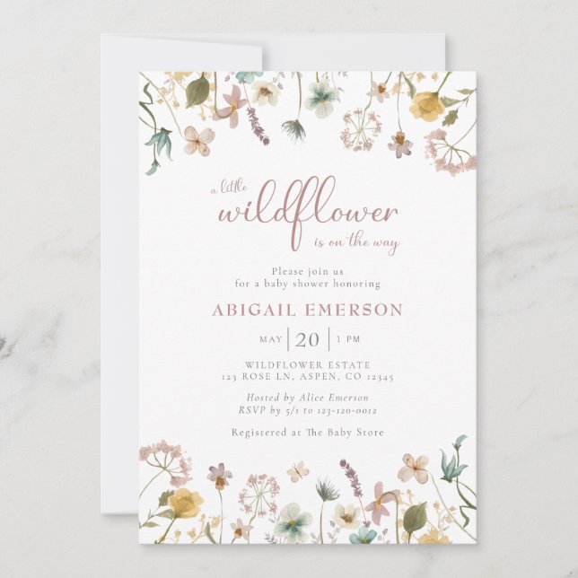 Floral Watercolor Girl Baby Shower Invitation (Front)