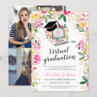 Floral watercolor gold photo virtual graduation