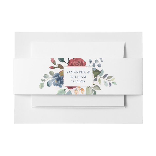 Floral Watercolor Greenery Wedding Invitation Belly Band (Front Example)