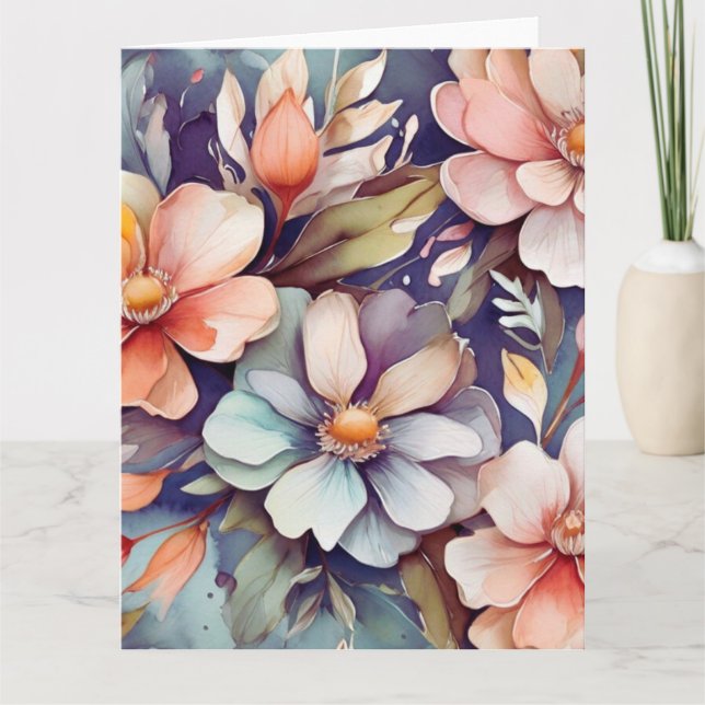 Floral Watercolor Greeting Card (Front)
