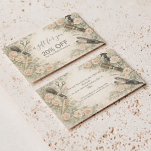 Floral Watercolor Hair Stylist Branding Discount Card
