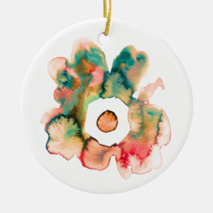 Floral watercolor hand drawn abstract art ceramic  ceramic tree decoration