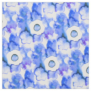 Floral watercolor hand drawn abstract art fabric