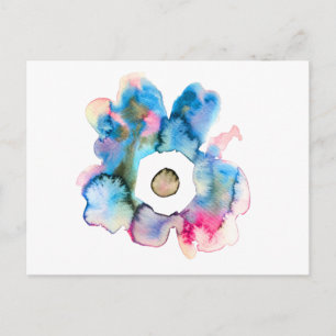 Floral watercolor hand drawn abstract art postcard