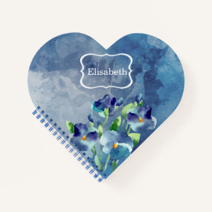  Floral Watercolor Heart Shaped Spiral Notebook