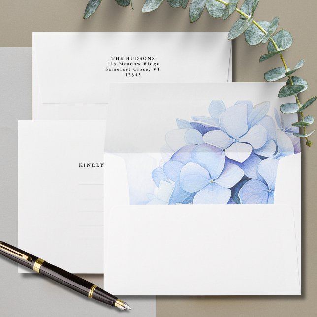 Floral Watercolor Hydrangea Wedding Invitation Envelope (Creator Uploaded)
