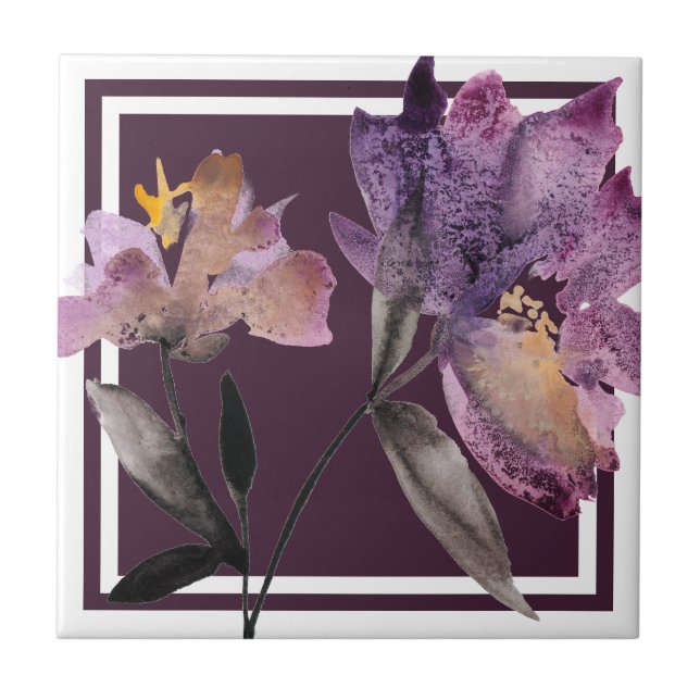 Floral Watercolor III Tile (Front)