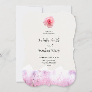 Floral Watercolor Illustration Wedding Invitation
