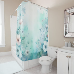 Floral watercolor in soft pastel colors  shower curtain