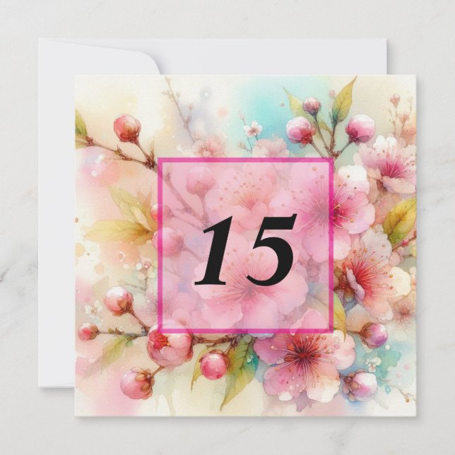 Floral watercolor in soft pastel colours  invitation (Front)