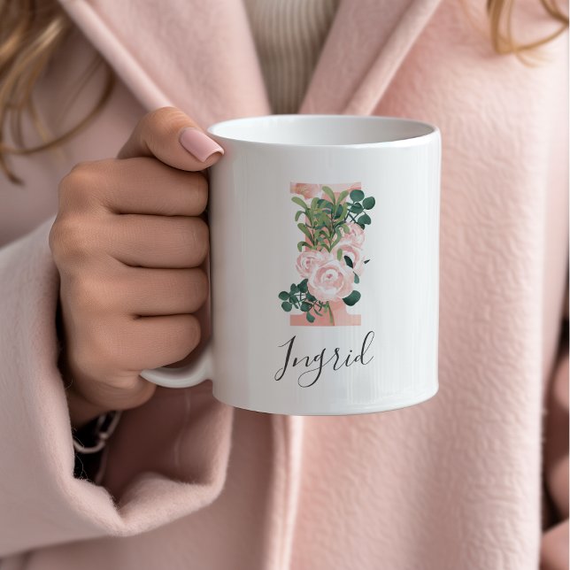 Floral Watercolor Initial Mug - I (Creator Uploaded)