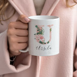 Floral Watercolor Initial Mug - U<br><div class="desc">Give this gorgeous mug as a gift to your bridal party,  mother or friend!!</div>