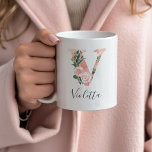 Floral Watercolor Initial Mug - V<br><div class="desc">Give this gorgeous mug as a gift to your bridal party,  mother or friend!!</div>