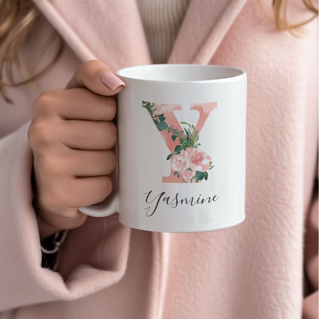 Floral Watercolor Initial Mug - Y (Creator Uploaded)