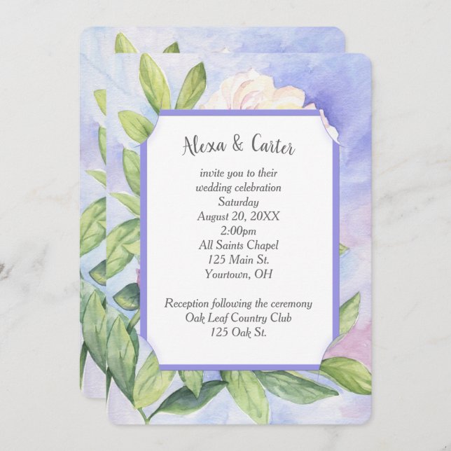 Floral Watercolor Invitation (Front/Back)
