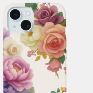 Floral Watercolor Ivory iPhone15 Case