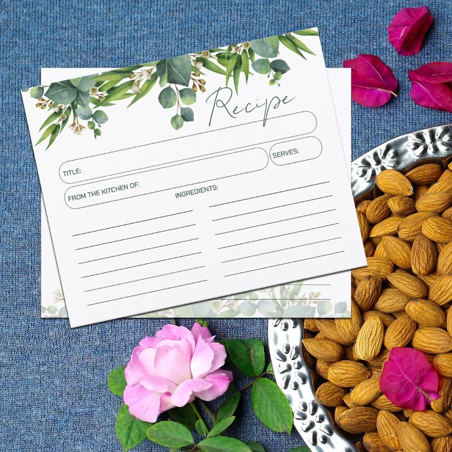 Floral Watercolor, Kitchen Recipe Card (Creator Uploaded)