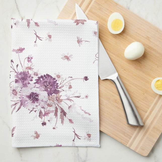Floral Watercolor Kitchen Towel (Quarter Fold)