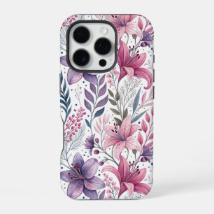 Floral Watercolor Lilies Pink purple iPhone 16 Pro Case