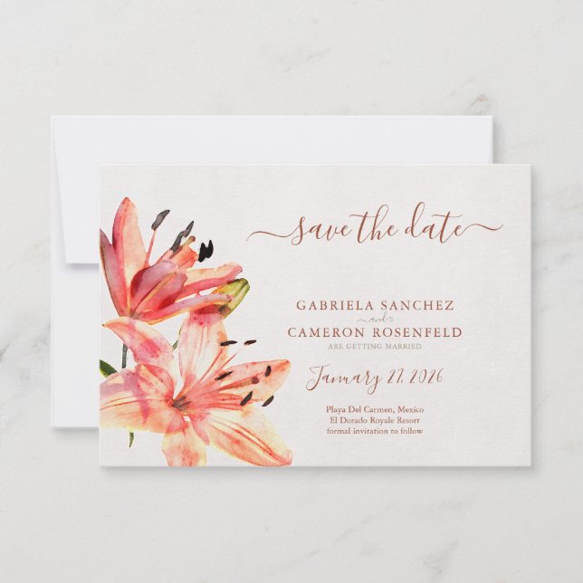 Floral Watercolor Lillies Terracotta (Front)