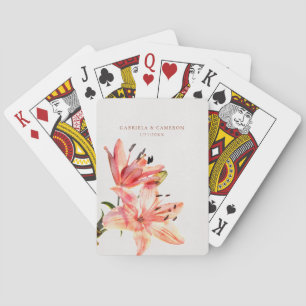 Floral Watercolor Lillies Terracotta Playing Cards