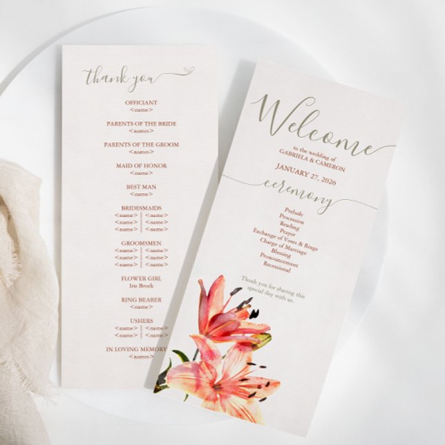 Floral Watercolor Lillies Terracotta Programme (Creator Uploaded)