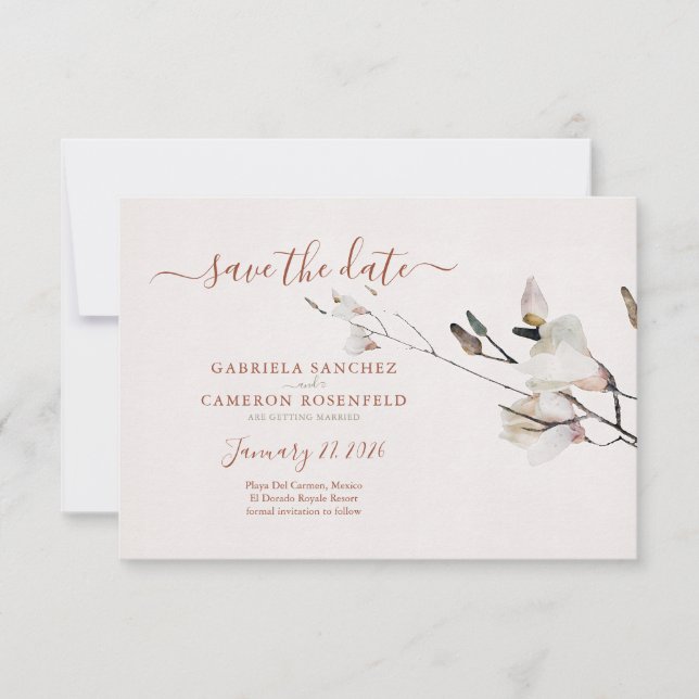 Floral Watercolor Magnolia Terracotta (Front)