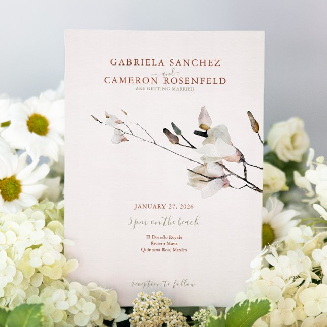 Floral Watercolor Magnolia Terracotta Invitation (Creator Uploaded)