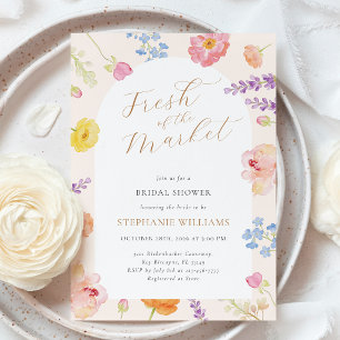 Floral Watercolor Market Bridal Shower Invitation