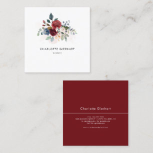 Floral Watercolor Minimalist Florist Square Business Card