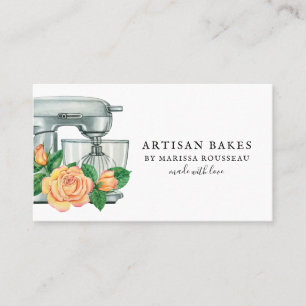 Floral Watercolor Mixer Baker Bakery Business Card