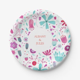 Floral Watercolor Modern Paper Plate